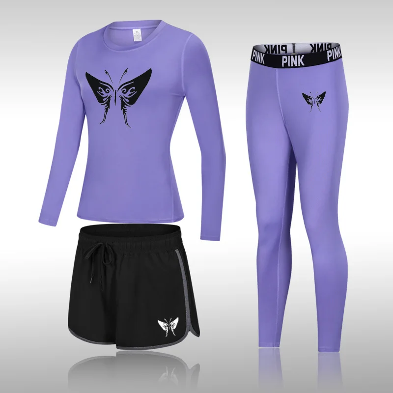 

2 + 1 Yoga Pant Wome Gym Legging Jogging Running Tights Female Compression Long Track Pants Women Polyester Quick Dry Sets