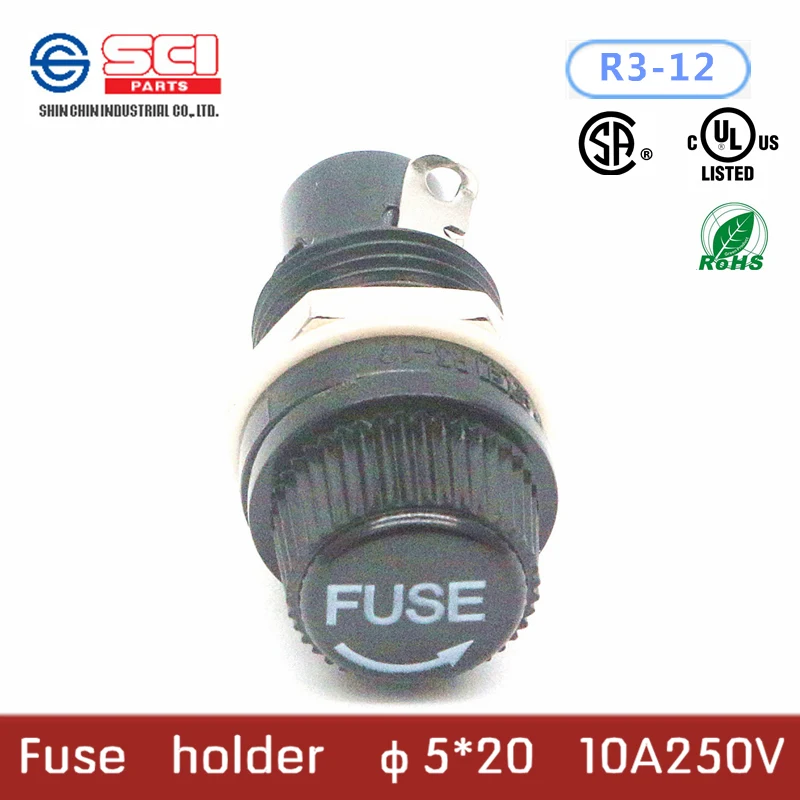 R3 12/Taiwan SCI Держатель предохранителя/фенольное пламя UL: 94V 1)/ 10A 250 В 5*20