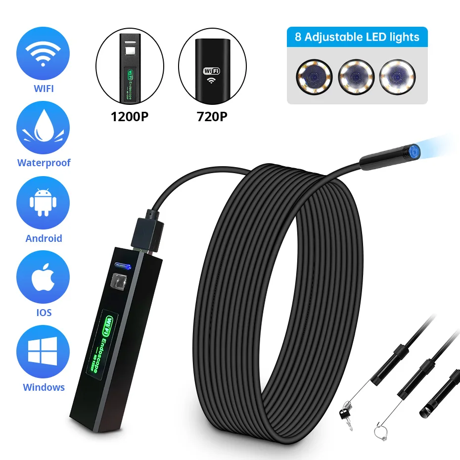 Беспроводной Эндоскоп Fuers 1200P Wi-Fi IP67 USB | Безопасность и защита