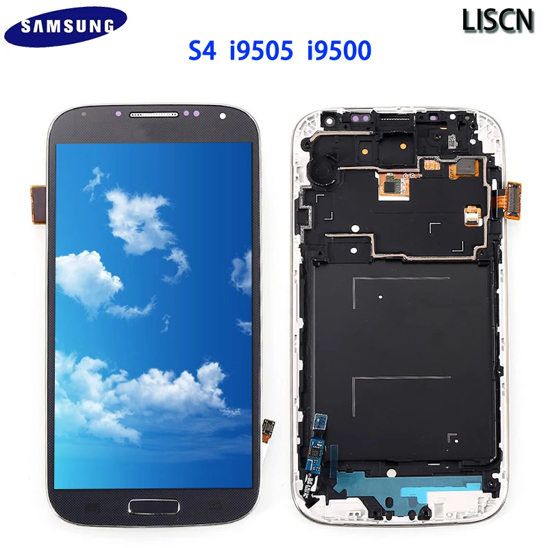 S4 Оригинальный lcd для SAM SUNG рамка сенсорный экран дигитайзер s дисплей GT i9505 i9500