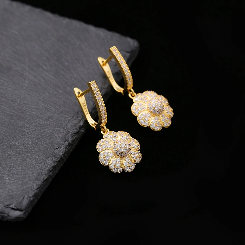 Серьги для помолвки вечерние женщин золотые серьги-кольца с фианитами в стиле