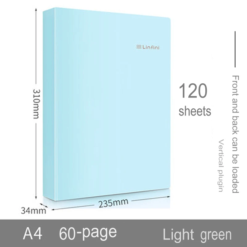 Light green 60pages Deli A4 Music Folder Can Modify The Transparency and Non-reflection of Loose-leaf Multi-layer Insert Files 72411 - Цвет: Light green 60pages
