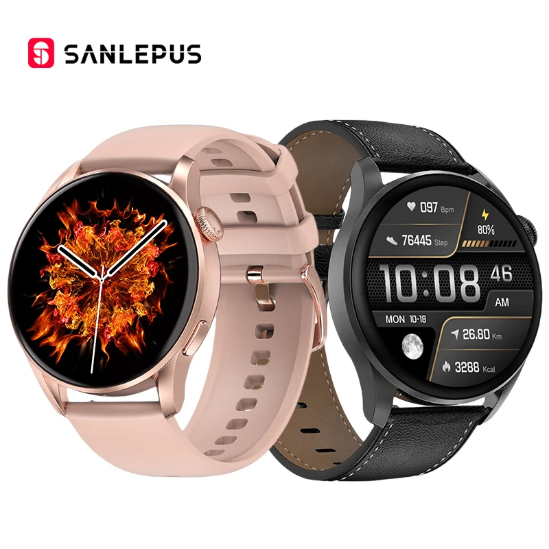 

Новинка 2021, умные часы SANLEPUS 1,36 дюйма с HD-экраном 390*390, женские и мужские умные часы с беспроводной зарядкой GT для Android, Huawei, Apple