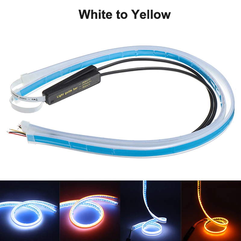 

Водонепроницаемый 2 шт. 60 см 12V светодиодный DRL светильник янтарь Гибкая Поворотная сигнальная светильник полосы двухцветная стример светил...
