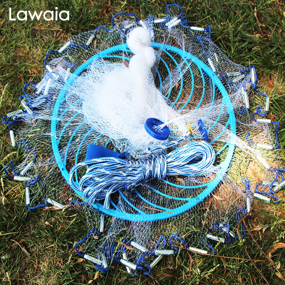 Купить Lawaia чугунная сетка с глубоким отверстием, стальные подвески, искусственная рыболовная сеть, синее кольцо, американский стиль, маленькая сет...