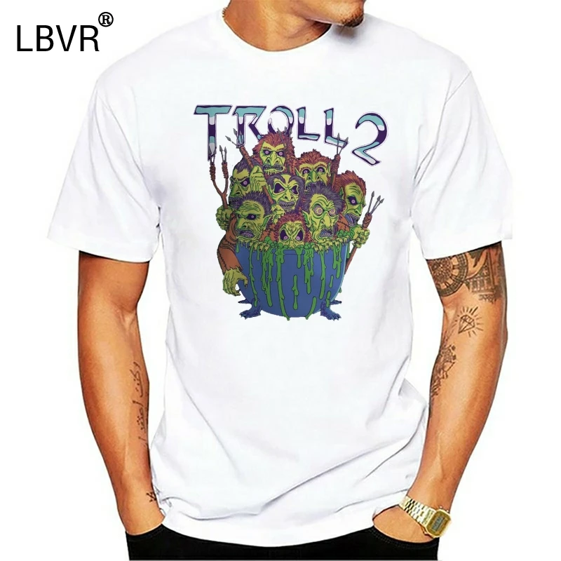Мужская хлопковая футболка с принтом черная круглым вырезом и фильма Тролль 2