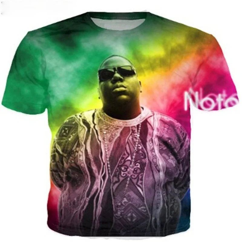 Новинка, футболка в стиле хип-хоп со звездами Biggie Smalls для мужчин и женщин, футболка с 3d принтом Тупака, повседневные летние топы, модная уличн...