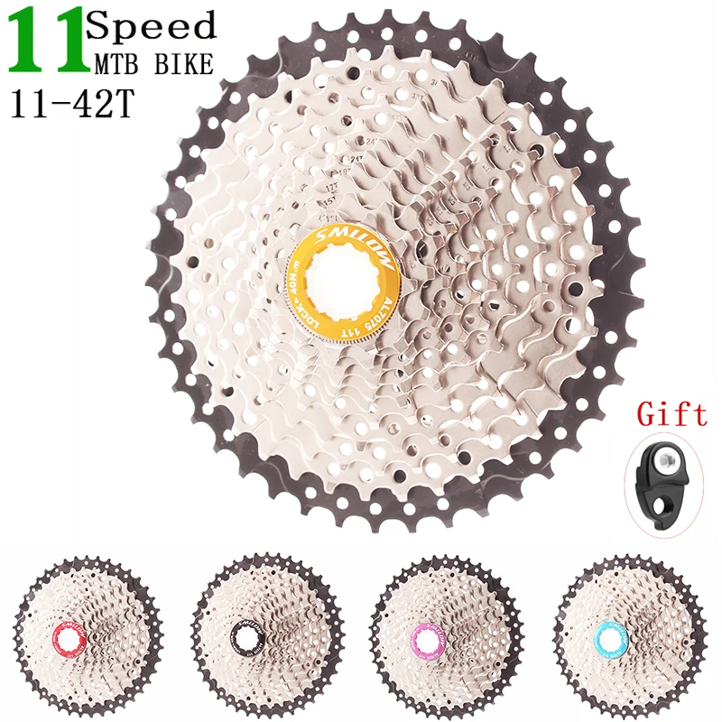 

SMLLOW MTB 11 Speed Cassette Freewheel Sprocket Mountain Bike Parts 11-42TBlack Silver Bicycle Flywheel Compatible