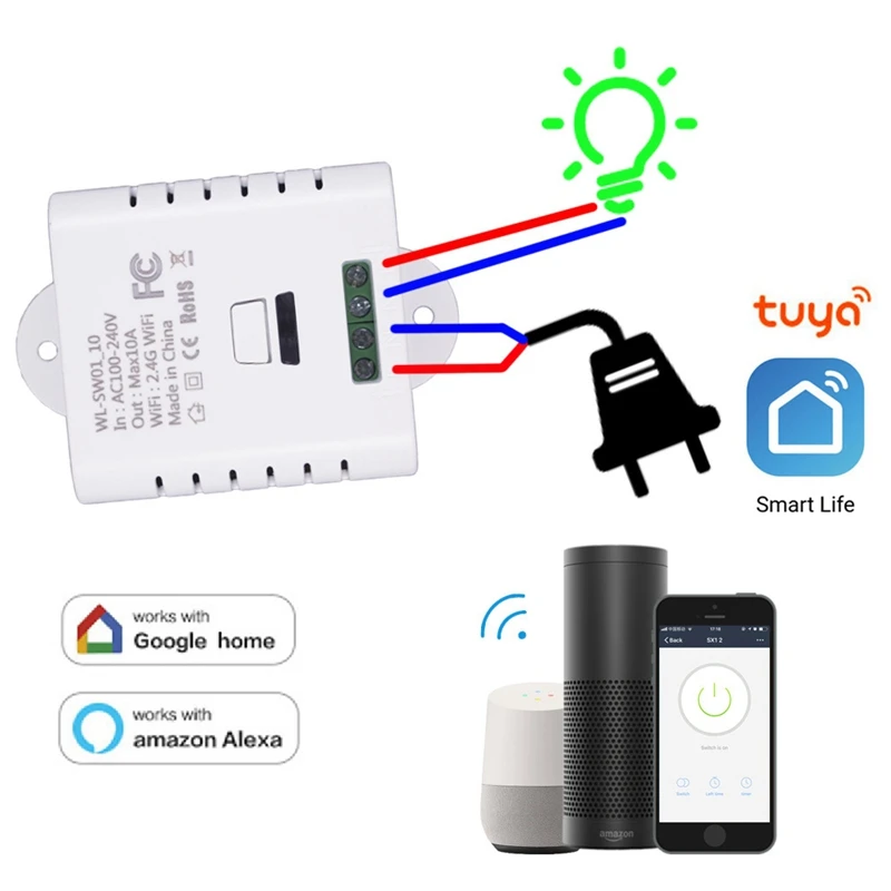 Wifi смарт переключатель реле 10A Tuya Smart Life приложение беспроводной пульт