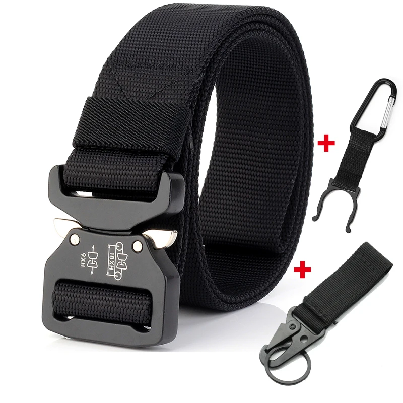 Тактический ремень военный боевой нейлоновый армейская металлическая пряжка