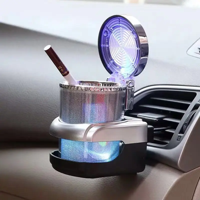 

Car Ashtray with LED Light Cigarette Cigar Ashtray Container Ashtray Gas Bottle Smoke Cup Holder Storage Cup Car Supplies 2021