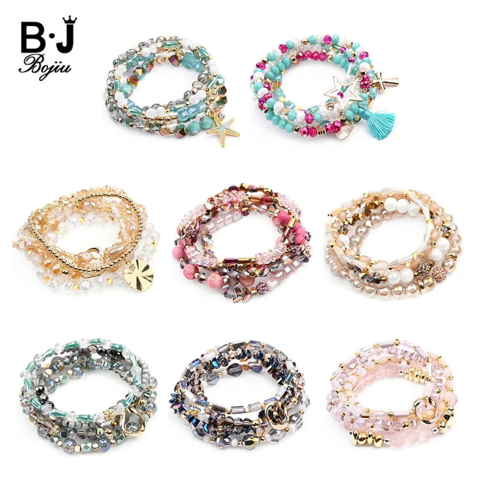 Многослойные дизайнерские очаровательные браслеты в стиле бохо набор для женщин