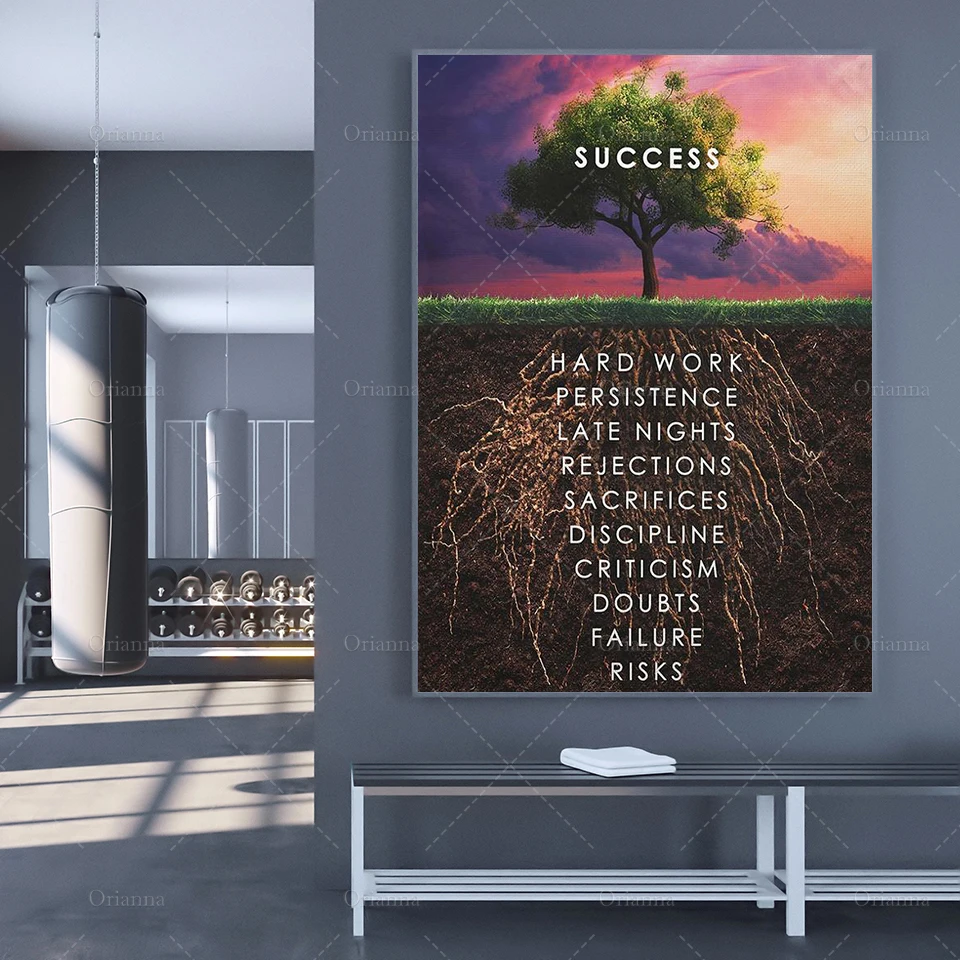 

Wall Art HD Printed Pictures Canvas Inspirational Success Tree Posters Home Decor Modular Nordic Painting Frame For Living Room