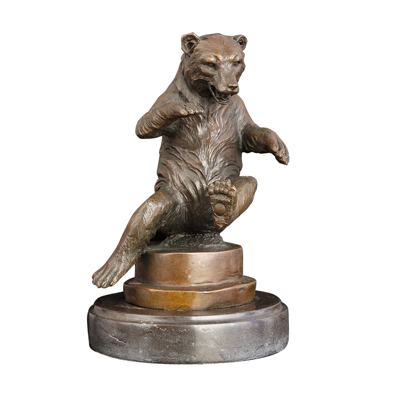 

Ivorique DW-059 Bronze Naughty Bear Sculptures Statue Wildlife Animal Figurine Vintage Art for Home Decor Birthday Gift