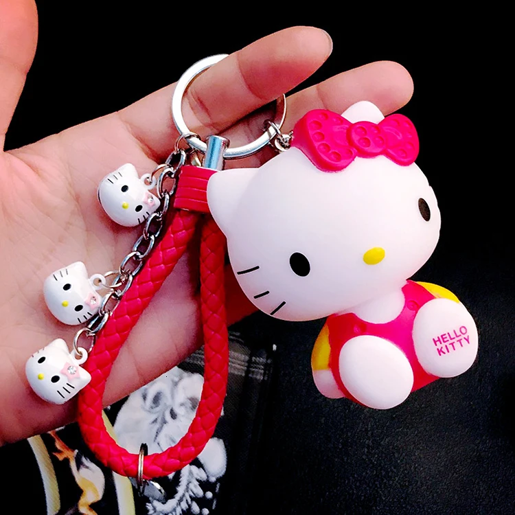 A1 Милый розовый Кот hello kitty кукла брелок кожаный шнур брелок держатель металлический брелок с колокольчиком брелок Шарм сумка Подвеска для автомобиля подарок - Цвет: A1