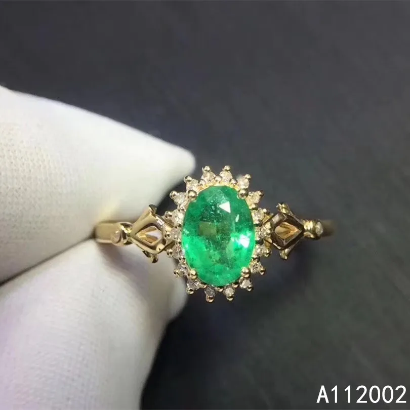KJJEAXCMY fine jewelry natural Emerald 925 sterling silver new adjustable gemstone women ring support test trendy lovely