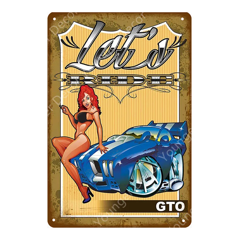 Lucky Pin Up Girl оловянные знаки сексуальная леди металлическая доска Настенный декор для бара паба клуба дома комнаты плакат ретро металлическая картина YA032 - Цвет: YD6761A