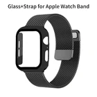 Стекло + ремешок для Apple Watch Band 38 мм 40 мм 42 мм 44 мм, защита для экрана, чехол, аксессуары для ремня, браслет с магнитной петлей IWatch 7 6 5