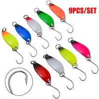9pcsset metal sequin lure arttificial single hook spoon fishing lures spoon hard bait tackle for freshwater saltwater fishing