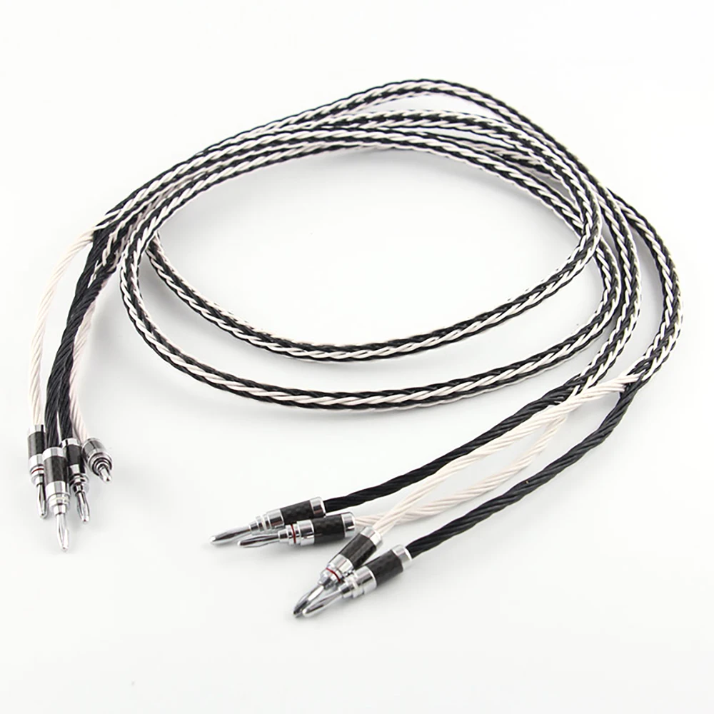 

Pair 8tc occ copper hifi Speaker Cable ,audio 8vs loudspeaker cable ,wire with carbon fiber banana plug connector