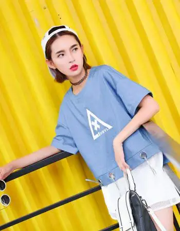 

2020 Summer Fashion T Shirt Women Blue Woman Tshirt