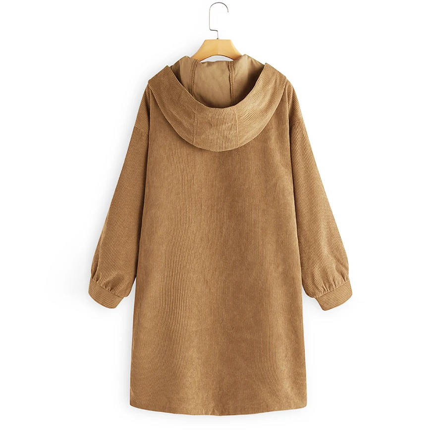 Women Hooded Jacket Loose Casual Long Sleeve Coat 2020 Autumn New Style Button Up Hoody | Женская одежда