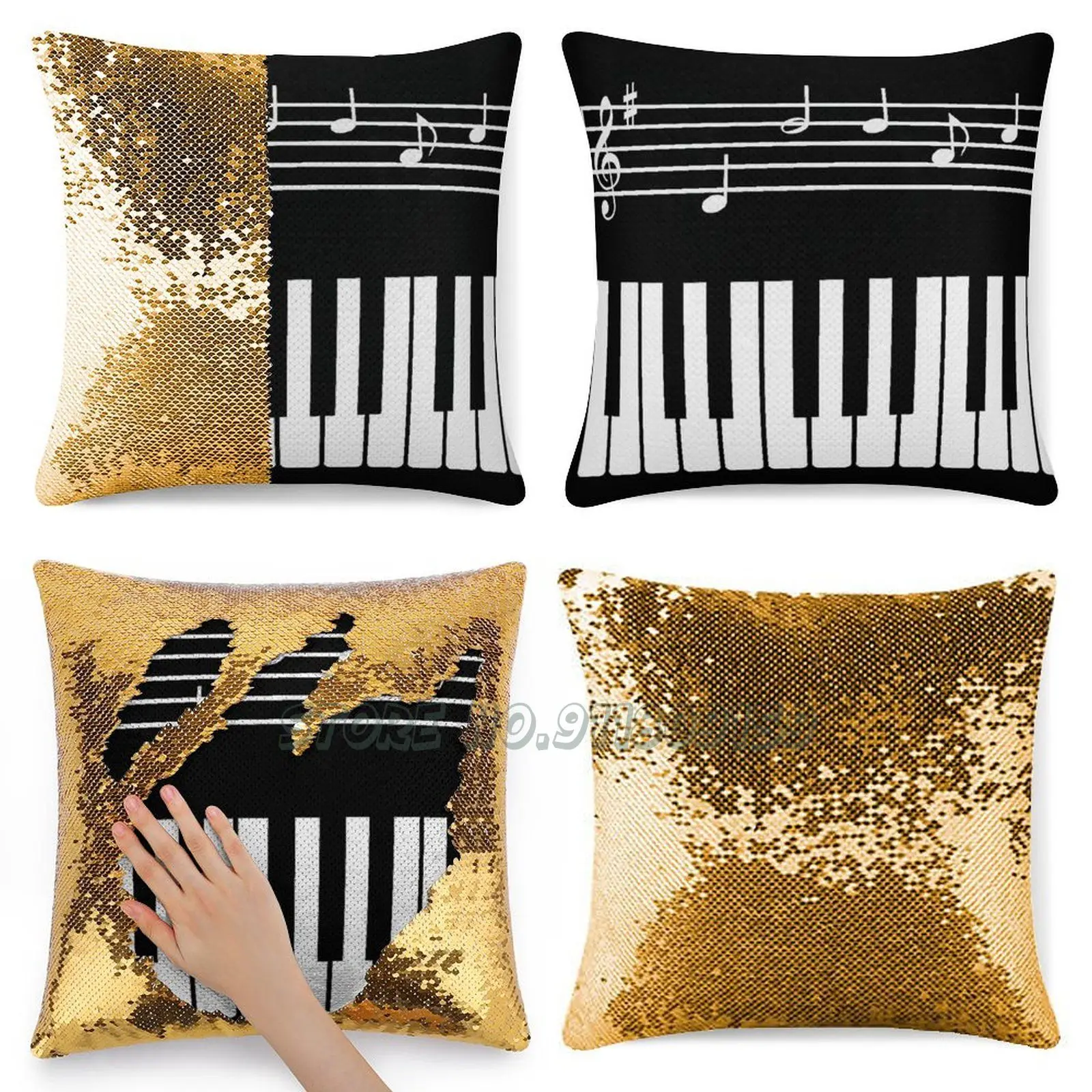 Пианино Органы клавиатура наволочки с пайетками блеск Реверсивный декоративное