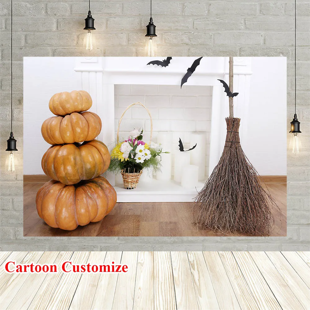 

Avezano Хэллоуин фон для Фотографии Декор Тыква камин метла летучая мышь фотосессия фон фотостудия фотозона