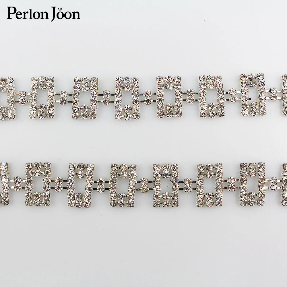 1 ярд квадратные стразы отделка лента мигающая Хрустальная металлическая