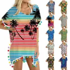 Пляжная накидка, накидка на бикини для женщин, летнее пляжное платье, Женская туника, купальник, размера плюс, пляжная одежда, 2021, дымчатые Топы