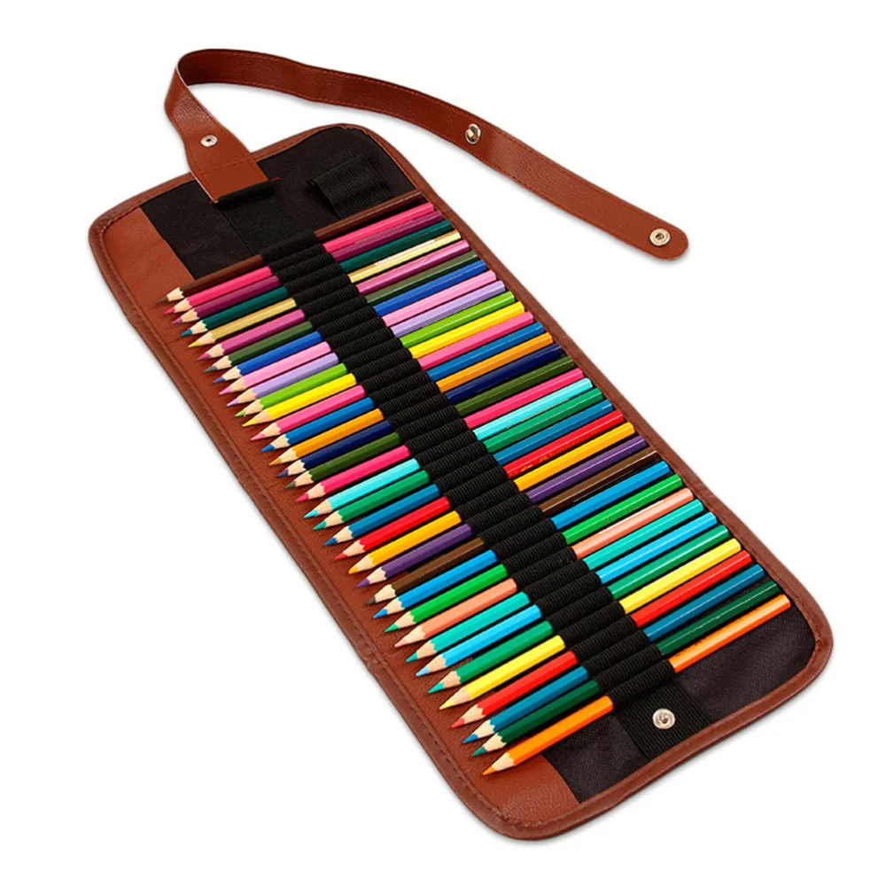 

Rollup Pencil Case Colored Pencils Wrap Case Holder Canvas Storage Pouch Organizer with 36 Slots )