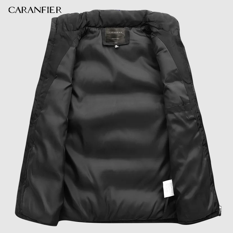 CARANFIER 4XL 5XL мужской зимний жилет термальные куртки без рукавов мужские повседневные приталенные пуховые хлопковые Жилеты мужские Брендовые жилеты