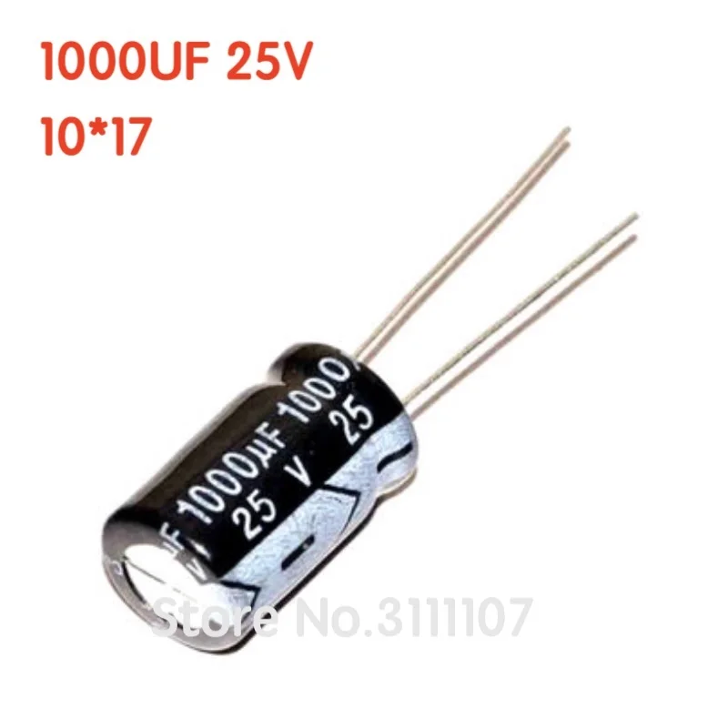 

10PCS/LOT 1000UF 25V 10*17 Aluminum electrolytic capacitor Electrolytic Capacitor 25V 1000uf 100%NEW