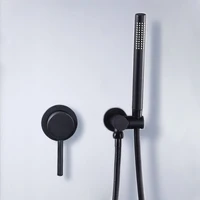 shower faucet matte black set concealed wall mounted embedded bathroom shower mixer vlave hand held shower head black brass