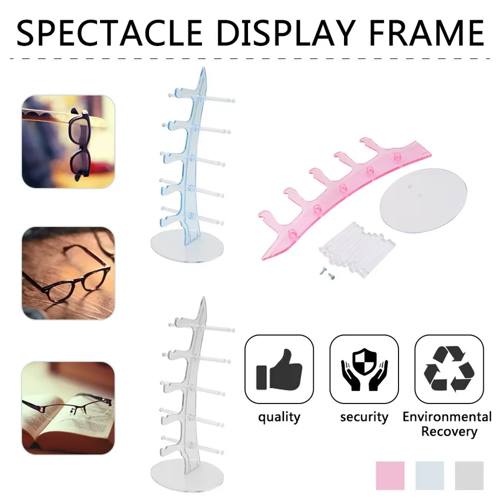 

Pmma & Alloy 5 Pair Sunglasses Glasses Fashion Acrylic Show Rack Counter Eyeglasses Display Stand Holder Transparent