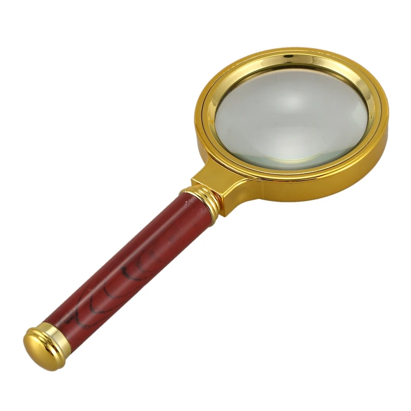 

60mm Diameter 4X Optical Lens Rosewood Handle Magnifying Glass