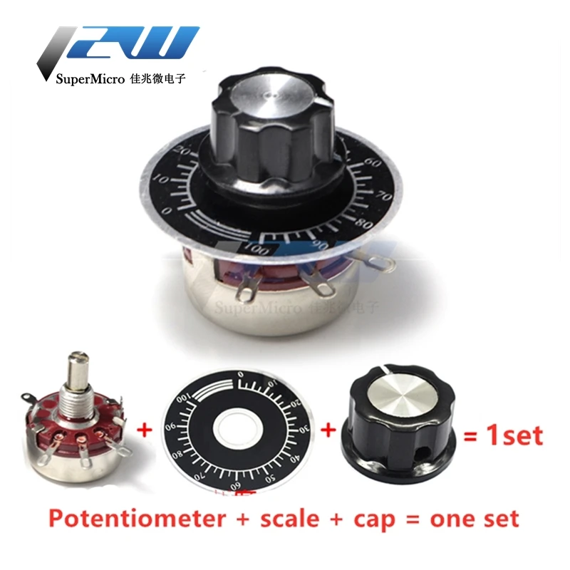 1 комплект WTH118 DIY Kit 2 Вт 1A потенциометр 1K K 4 7 10K 22K 47K 100K 470K 1M Ом коридор + WHT118 0 100 ШКАЛА