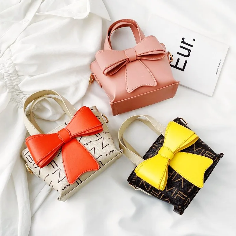 Children Small Bags Girls Fashion Messenger Bag 2022 Girls Princess Handbag Big Bow Shoulder Bag
