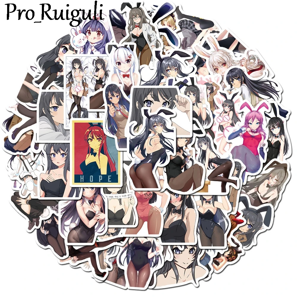 50pcs Cartoon Sexy Rabbit girls Stickers paster characters anime decals scrapbooking phone laptop waterproof decoration | Дом и сад