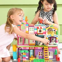 new big particle pink princess castle blocks diy building blocks house colorful brick toys for children christmas girls gifts
