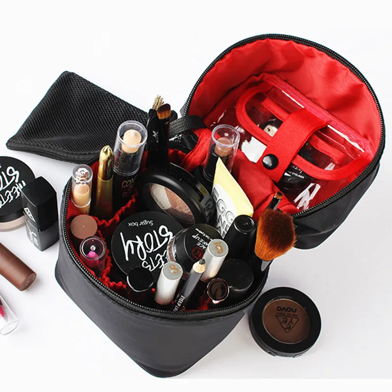 

PUOU Travel Makeup Bag Cylindrical Cosmetic Bag Women Makeup Bag Pouch Toiletry Bag Waterproof Makeup Organizer Case Necessaire