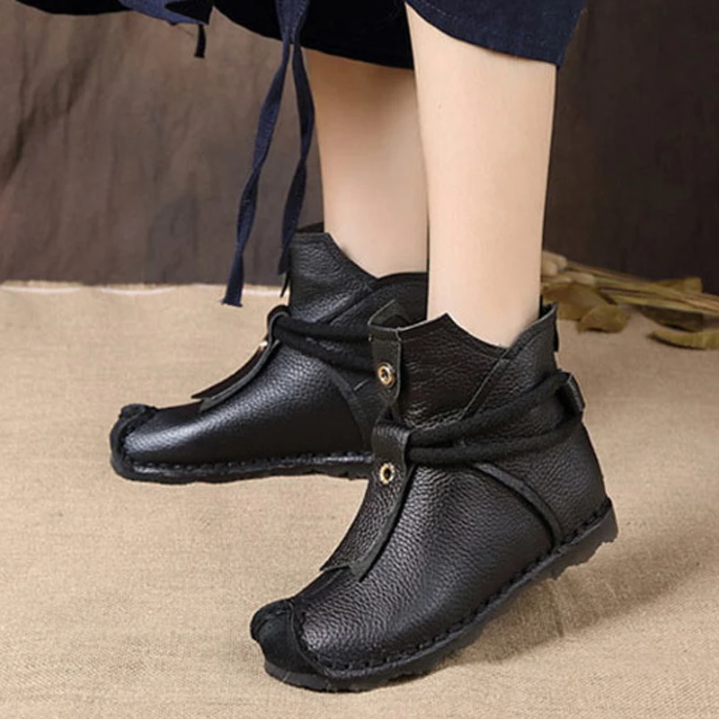 

BEYARNENew Genuine Leather High Quality Ankle Boots Fashion Women's Boots New Short Boot Winter PurpleGray Flats Boots WomenE888