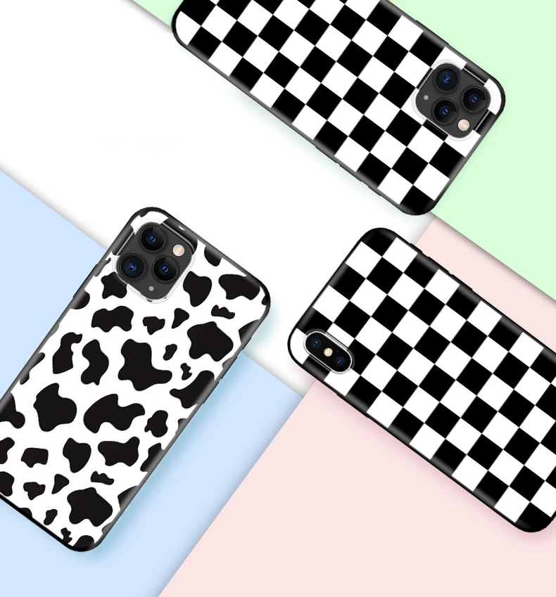 Черный чехол из ТПУ для iphone 5 5s se 6 6s 7 8 plus x 10 XR XS 11 pro MAX с черно белым узором в