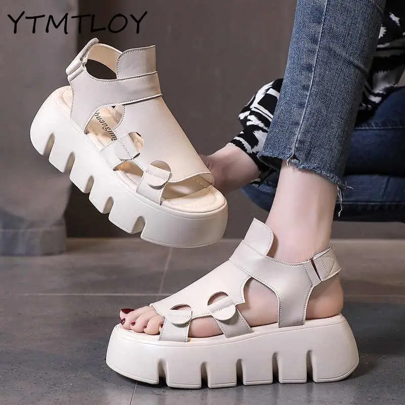 Новинка лета 2021 женские сандалии на толстой подошве 5 см летняя обувь и тапочки с