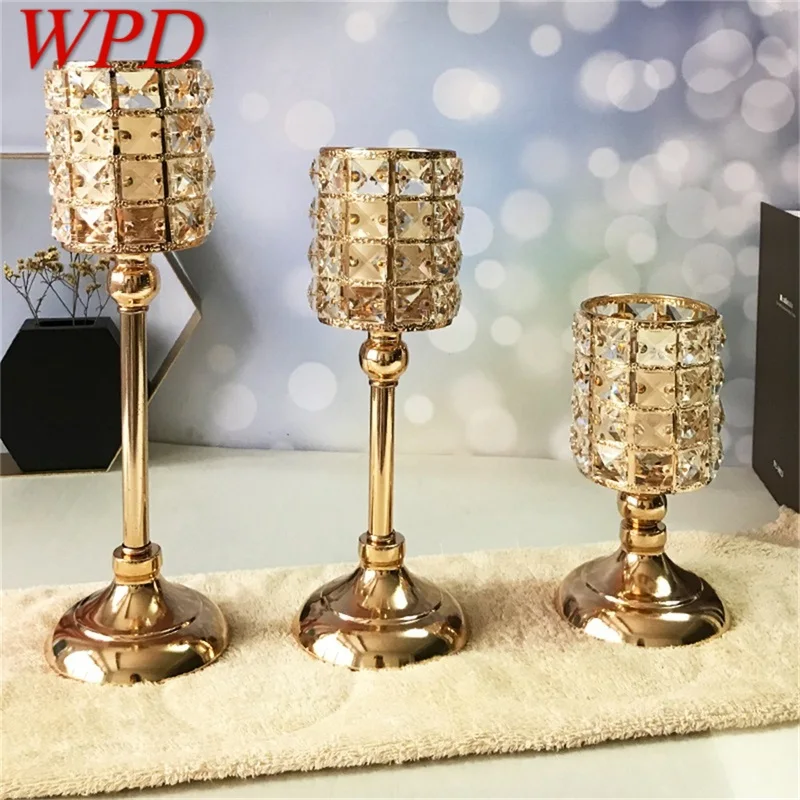 

WPD Candle Table Lamp Crystal Light Modern Gold Retro Decoration Luxury For Home