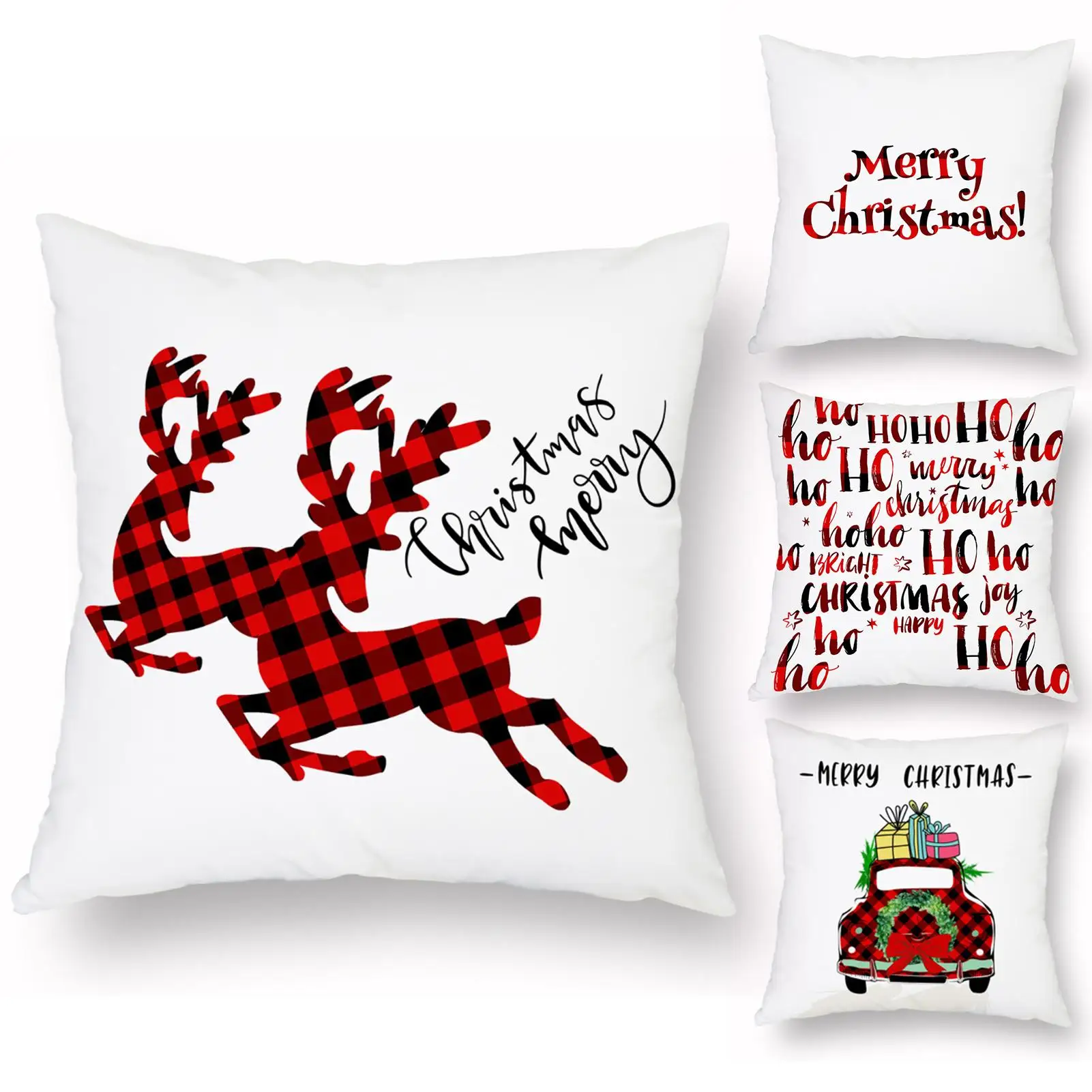 

Christmas Tree Santa Snowflake Elk Letters Cushion Cover Pillow Case Xmas Decor
