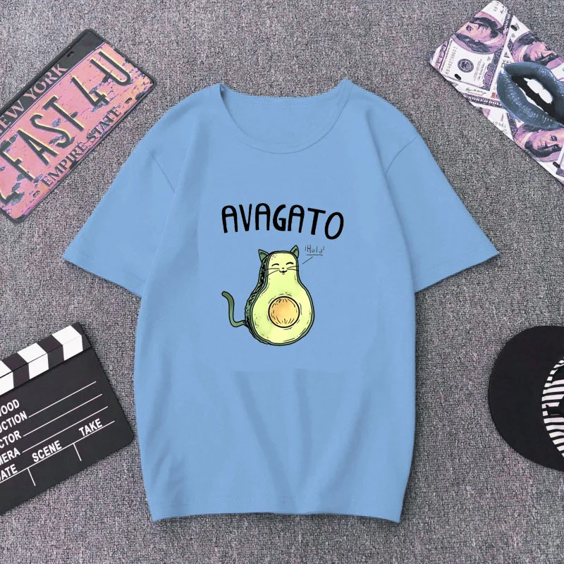 Забавная футболка авокадо 100% хлопок свободная повседневная женская одежда