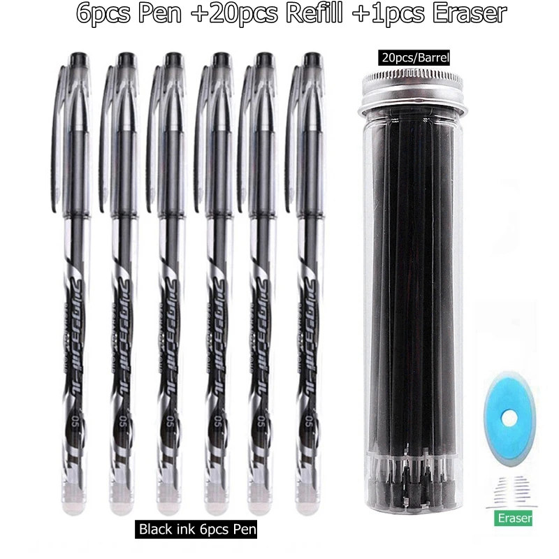 N-27pc-Set-Black ink 27 шт./компл. со стирающимися чернилами гелевая ручка синие чернила 0,5 мм моющиеся ручка милые ручки пополнения стержни для школы ручка пишущие инструменты симпатичные канцелярские принадлежности - Цвет: N-27pc-Set-Black ink