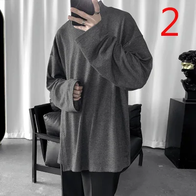 

Fall Men's Fashion Cotton Long Sleeve T-Shirt Bottoming Shirt Basic Men's Top
