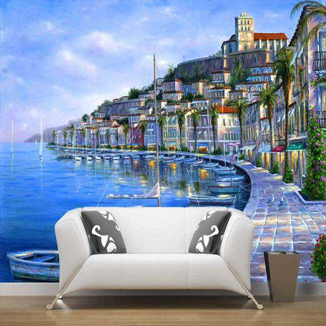 

Custom size 3D city wallpaper mural European architecture oil painting landscape photo living room bedroom dining room PVC